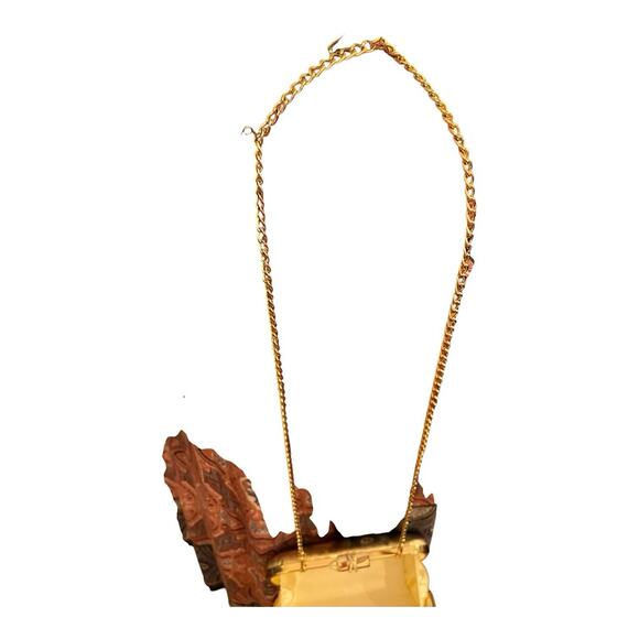 NINA Gold Pink Sparkling Beaded Evening Clutch Box Purse - Picture 12 of 15